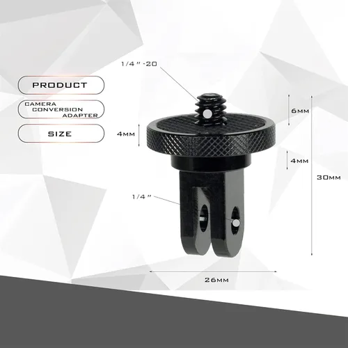 Miniatura 3 de Niewalda Adaptador de montaje de trípode de cámara de aluminio, 2 adaptadores de conversión ¼-20 para trípode, adecuado para GoPro