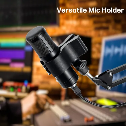 Miniatura 2 de BILIONE 2 piezas de clip versátil para micrófono, soporte ajustable para micrófonos con rango de diámetro exterior de 1.26" desde 2.3", con Negro