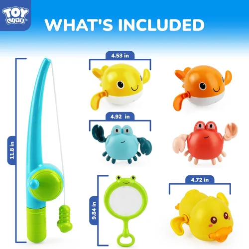 Miniatura 3 de TOY Life Juguetes de baño para niños de 1 a 3 años, juego de pesca magnético con juguetes de baño de cuerda libres de moho para niños pequeños de 1