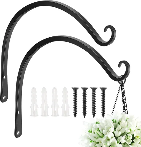 Miniatura 20 de FEED GARDEN Ganchos de pared para plantas colgantes de 10 pulgadas, paquete de 2 soportes de metal resistentes para plantas, con capacidad para 48