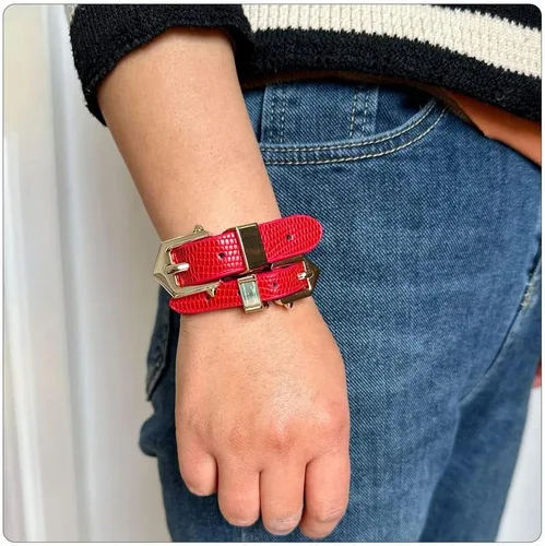 Miniatura 2 de PEAS Pulsera de cuero de la PU de la PU de la hebilla de la hebilla del cinturón de la aleación de la joyería punk