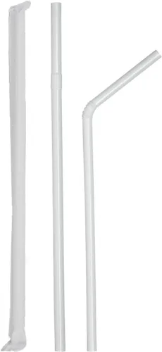Miniatura 2 de Comfy Package Pajitas flexibles de plástico desechables envueltas individualmente, sin BPA, color blanco (paquete de 380)