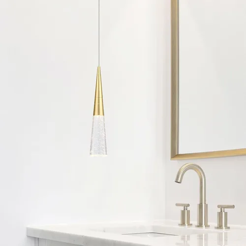 Miniatura 4 de JoollySun Lámpara colgante de cristal moderna: Mini cono dorado colgante accesorios de luz para baño de isla de cocina