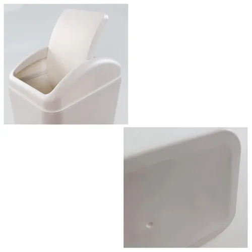 Miniatura 4 de Bote de basura de plástico blanco de 3.5 galones, 2 unidades Bote de basura delgado para garaje
