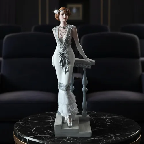 Miniatura 4 de Comfy Hour Figura de dama victoriana de 13 pulgadas, elegante estatua de mujer apoyada en la escalera, estilo art déco de los años 20, decoración