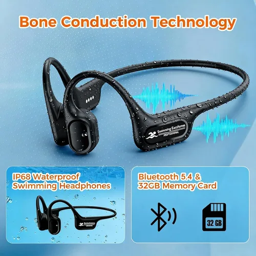 Miniatura 9 de Full-Coverage Liquid Silicone Swimming Headphones,IP68 Waterproof Underwater Headphones, Bluetooth 6.0&MP3 with 32GB Memory
