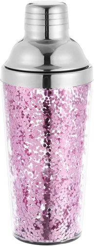 uxcell Coctelera de plástico de 16 onzas con colador, botella mezcladora de vino de acero inoxidable para bar, fiesta, uso doméstico, mezclador de