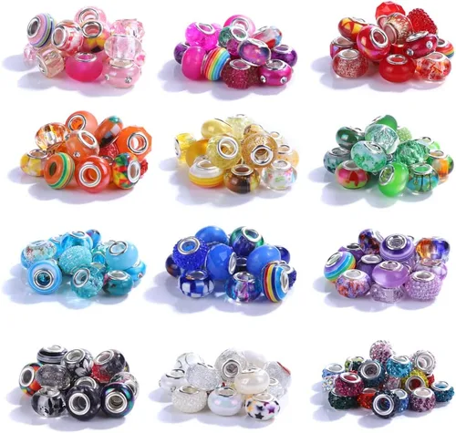 Miniatura 6 de Espaciador de agujeros grandes europeos con cuentas de hadas con diamantes de imitación para manualidades, pulseras y bisutería