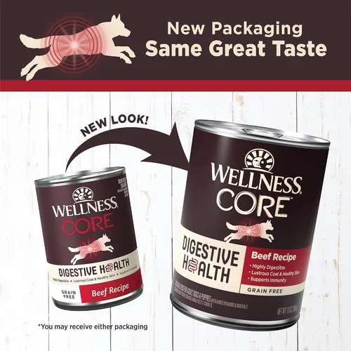 Miniatura 2 de Wellness CORE Digestive Health Paté Alimento húmedo enlatado para perros adultos, sin granos, estómago sensible, natural, receta de carne de res, 13