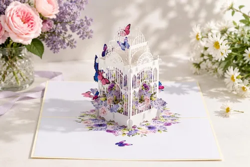 ETA Tarjeta desplegable 3D de mariposas coloridas y colibríes, tarjeta de cumpleaños de animales 3D, tarjeta de la naturaleza, tarjeta del día de la