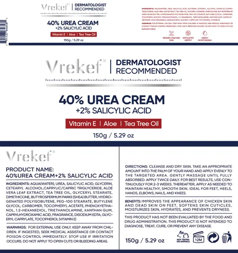 Miniatura 8 de Crema de urea 40 por ciento para pies de máxima resistencia, crema de urea 40% más ácido salicílico 2%, crema para pies y manos para piel seca