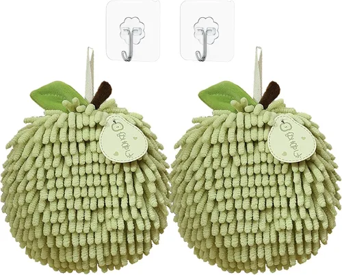 Juego de 2 toallas de mano de felpilla mullidas para colgar, suaves, absorbentes, de secado rápido, para baño y cocina, toallas de mano suaves con