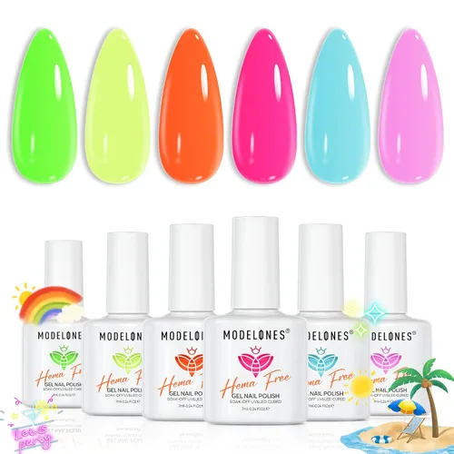 Miniatura 31 de modelones Juego de esmaltes de uñas de gel con purpurina, sin hema, 6 colores, Chameleon Aurora Shimmer Glitter Kit de esmalte de gel azul, verde