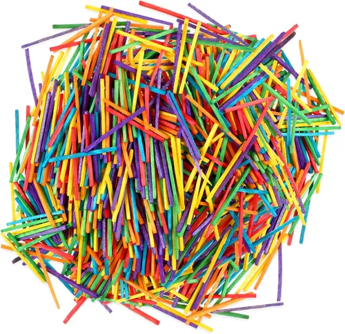 Geetery 500 palillos coloridos para manualidades, 2 x 0.1 pulgadas, palillos de madera a juego para niños, adultos, manualidades, proyectos para