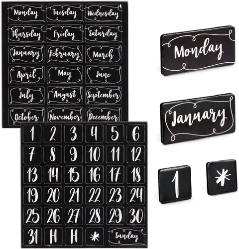 Juvale Números magnéticos para calendario de pizarra blanca, color negro, 50 piezas, imanes de números de calendario y días y meses magnéticos para