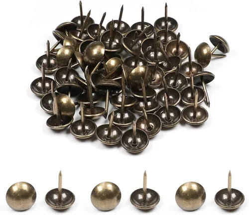Miniatura 32 de MroMax 120 tachuelas de clavos para tapicería de 0.47 pulgadas de diámetro, hierro de estilo vintage, de metal, redondos, de 0.67 pulgadas de altura