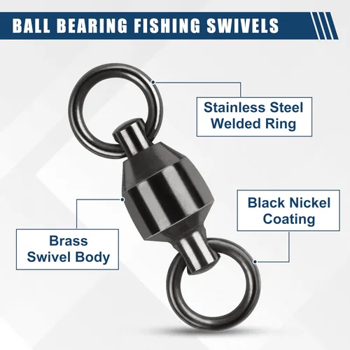 Miniatura 3 de Shaddock – 25 unidades 100 % cobre, 35lb-390lb, rodamientos de bolas de pesca de alta resistencia giratorios, conectores giratorios de pescado