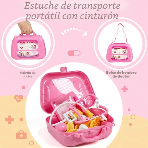 Miniatura 3 de Meland Kit de médico de juguete para niñas, juego de doctor con funda de transporte, juguete de estetoscopio y disfraz de disfraz, juego de doctor