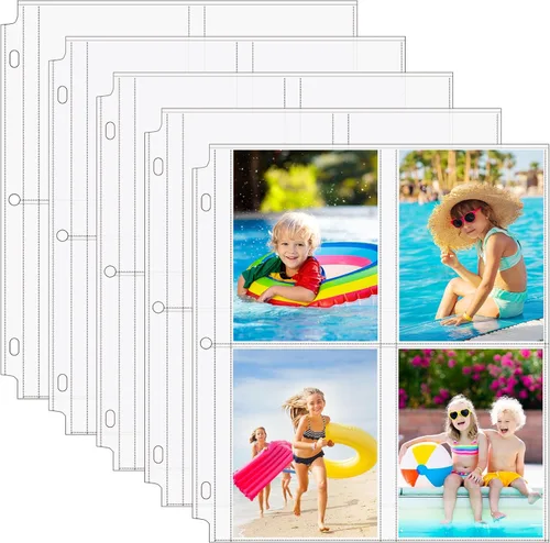 MaxGear Paquete de 60 fundas para fotos de 3.5x5 para carpeta de 3 anillos (480 fotos), protectores de páginas de archivo resistentes, páginas de
