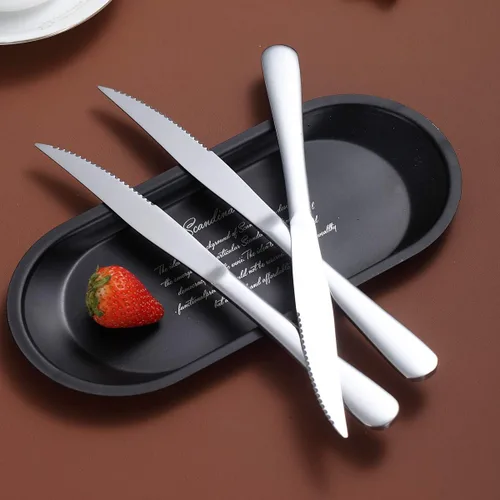 Miniatura 8 de Kyrtaon - Juego de cuchillos para carne, cuchillos afilados de acero inoxidable, juego de 8 cuchillos de cena, aptos para lavavajillas, resistentes