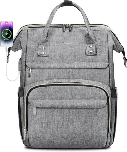 Miniatura 27 de LOVEVOOK Mochila para laptop para mujer con bolsillo gigante para vasos, mochila de viaje impermeable de 15.6 pulgadas, bolsa de computadora