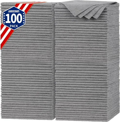 Miniatura 44 de FIXSMITH Paño de limpieza de microfibra, paquete de 12, toallas multifuncionales, tamaño: 12 x 16 pulgadas, trapos altamente absorbentes, sin 3