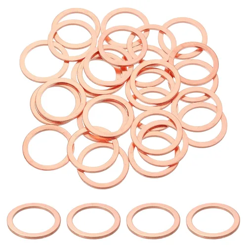 Miniatura 15 de uxcell 75 anillos de sellado de arandela plana M36 de cobre, 1.417 in ID 1.654 in OD 0.059 in de grosor, arandelas de trituración de cobre, junta