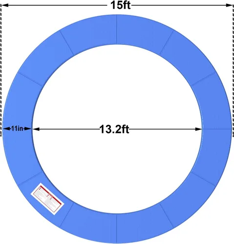 Miniatura 2 de LANGXUN - Almohadilla de seguridad universal para cama elástica de 8 pies, 10 pies, 12 pies, 14 pies, 15 pies, 16 pies, cubierta de espuma de Azul
