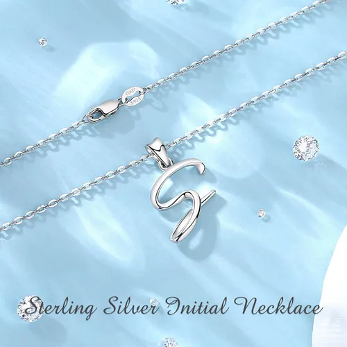 Miniatura 215 de EUDORA Collares de plata esterlina con inicial para mujer, regalos clásicos de 26 letras sin cuello para niñas, hermana, madre hija, cadena de 18