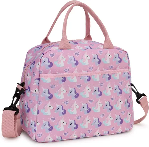 Miniatura 7 de VX VONXURY - Lonchera para mujeres y niñas, bolsa de almuerzo aislada, bonita bolsa de almuerzo con mariposa morada, contenedor de alimentos