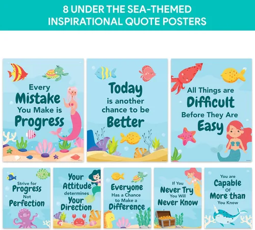 Miniatura 6 de Decorably 15 carteles inspiradores laminados mate para la escuela, pasillos, tablones de anuncios