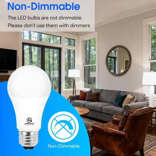 Miniatura 6 de Energetic - Bombilla LED A19 equivalente a 100 W, luz diurna 5000 K, base E26, no regulable, 1600 lúmenes, certificación ETL, paquete de 4 5000K luz