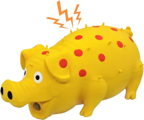 Miniatura 8 de Andiker Juguete Chirriante para Perros, Juguetes de Látex con Puntos para Masticar Perros con Sonido de Gruñidos Oinks, Juguete de Cerdo Gruñón