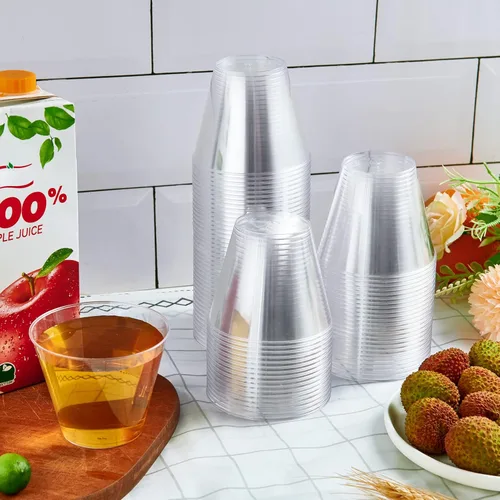 Miniatura 7 de JollyPack Paquete de 300 Vasos de Plástico Transparente de 9 OZ Vasos Desechables Resistentes para Beber para Navidad, Bodas, Hogar y Eventos
