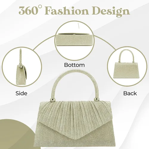 Miniatura 5 de Bolso de noche brillante para mujer, bolso de mano pequeño y brillante para mujer, para boda, fiesta, bolso de hombro para mujer