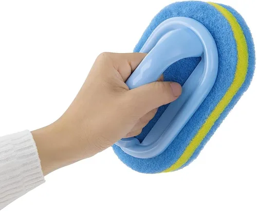 Miniatura 2 de KOKSI Cepillo de limpieza para baño, cocina, bañera, limpiador de inodoro, esponja de ducha multiusos, cepillo para fregar con mango ergonómico