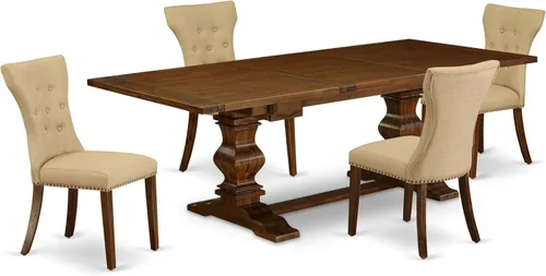 Miniatura 26 de East West Furniture LAGA11-78-03 - Juego de mesa de comedor de 11 piezas, incluye una mesa de comedor rectangular con hojas extraíbles y 10 sillas