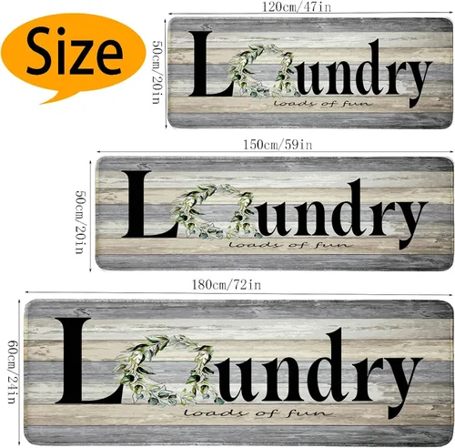 Miniatura 2 de Organización de la lavandería, 20 x 47 pulgadas, antideslizante para cuarto de lavado, tapete impermeable para el suelo de la cocina, tapete