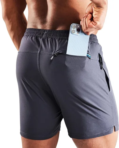 Haimont Pantalones cortos de senderismo de secado rápido para hombre de 5 pulgadas con bolsillos con cremallera, UPF50+ ligeros resistentes al agua