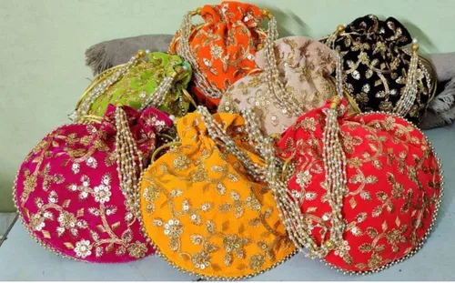 Miniatura 5 de India Gift Hub Indio hecho a mano de terciopelo bordado Potli bolso bolso bolsa con cordón, Multi
