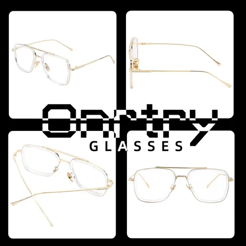 Miniatura 3 de Onrtry Tony Stark - Lentes de bloqueo de luz azul para hombres y mujeres, montura de metal retro, lentes de Iron Man Spider-Man Marco negro dorado