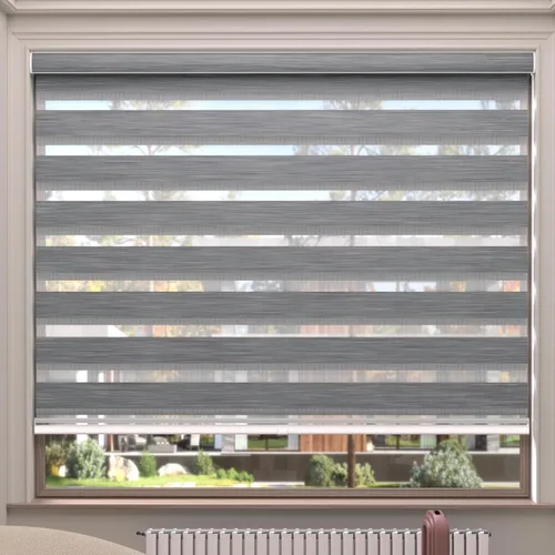 Miniatura 29 de MYshade Persianas enrollables de cebra opacas (85 %) con cordón para ventanas interiores, persianas de doble capa beige para dormitorio, baño, sala