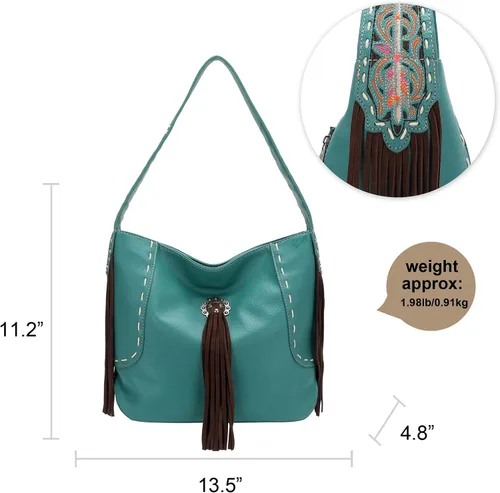 Miniatura 6 de Montana West Western - Bolsa de mano para mujer, colección de flecos, bolsa de transporte oculta con cartera