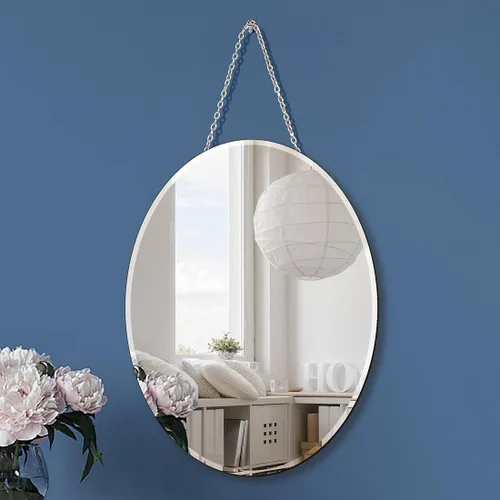 Miniatura 9 de QMDECOR Espejo en forma de corazón con cadena de hierro para decoración de pared de 12 x 12 pulgadas, paquete de 2 unidades para colgar en la pared