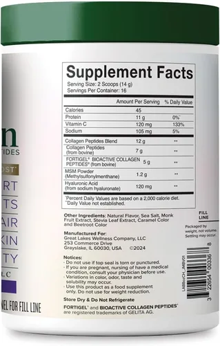 Miniatura 3 de Great Lakes Wellness Movement Boost Advanced - Péptidos de colágeno en polvo con MSM, ácido hialurónico, vitamina C, movilidad y comodidad