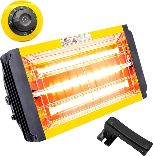Lámpara de curado de pintura infrarroja portátil de mano, 1000 W, 110 V, luz de calor de pintura infrarroja de onda corta con temporizador de 0 a 90