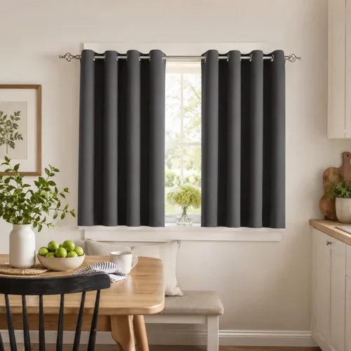 Miniatura 23 de Aquazolax Cortinas opacas de 45 pulgadas de largo, juego de 2 paneles para guardería, cortinas de tratamiento de ventanas con aislamiento térmico