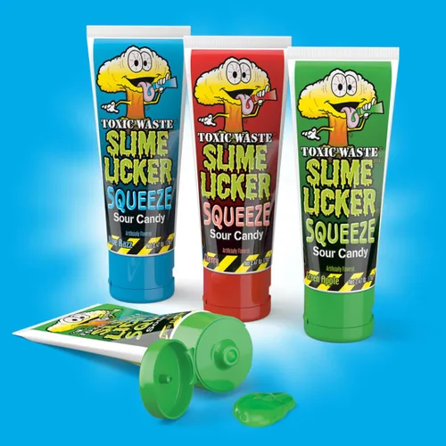 Miniatura 4 de Toxic Waste Slime Licker Squeeze Sour Candy Green Apple Blue Razz Cherry Paquete de 12
