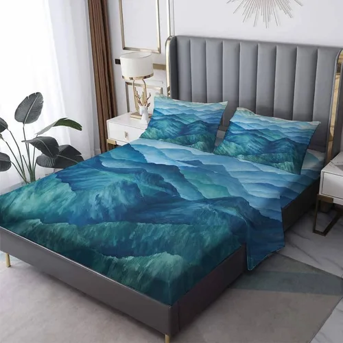 Miniatura 9 de Misty Mountain Sábanas tamaño California King, sábanas de cama de bosque, microfibra suave y bolsillo profundo, sábanas y fundas de almohada Montaña