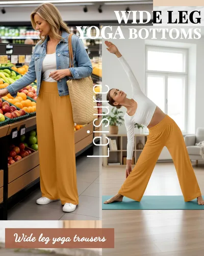 Miniatura 193 de Neer - Conjunto de 3 pantalones de yoga de pierna ancha para mujer - Pantalones deportivos cómodos, holgados, de cintura alta y casuales